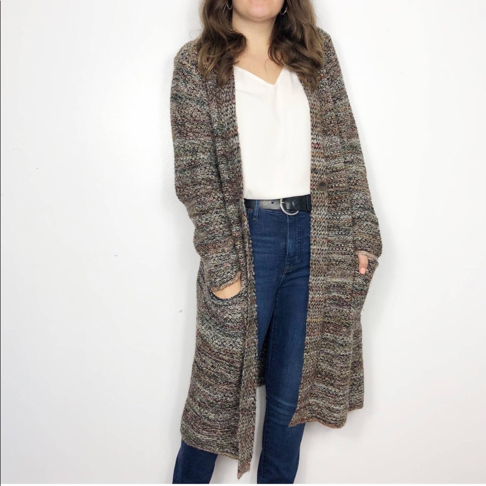 J Jill Multicolored Chunky Knit Boho Duster Cardigan Size Small